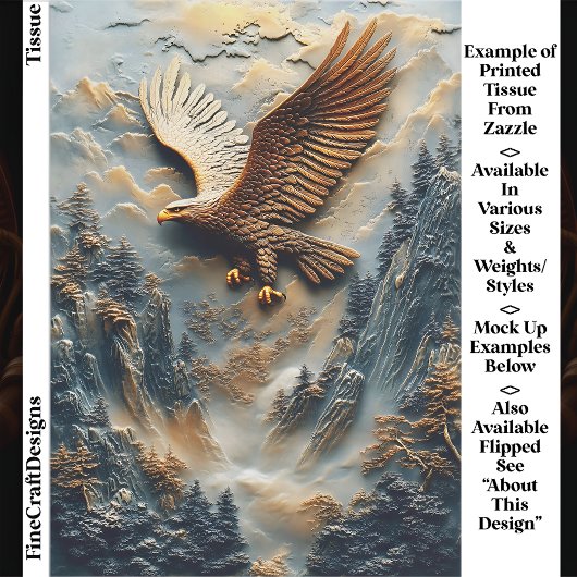 Rustic Mountain Eagle Relief Panel EH5L Decoupage Tissuepapier