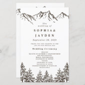 Rustic Mountain Elegant Pine Tree Wedding Programs (Voorkant / Achterkant)