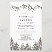 Rustic Mountain Elegant Pine Tree Wedding Programs (Voorkant)