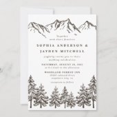 Rustic Mountain Elegant Waterverf Pine Wedding Kaart (Voorkant)