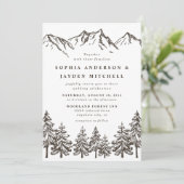 Rustic Mountain Elegant Waterverf Pine Wedding Kaart (Staand voorkant)