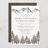 Rustic Mountain Elegant Waterverf Pine Wedding Kaart (Voorkant / Achterkant)