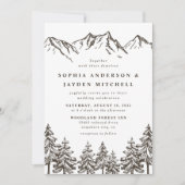 Rustic Mountain Elegant Waterverf Pine Wedding Kaart (Voorkant)