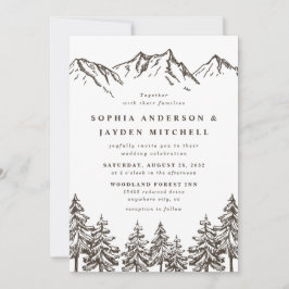 Rustic Mountain Elegant Waterverf Pine Wedding Kaart