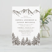 Rustic Mountain Elegant Waterverf Pine Wedding Kaart (Staand voorkant)