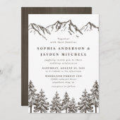Rustic Mountain Elegant Waterverf Pine Wedding Kaart (Voorkant / Achterkant)