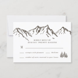 Rustic Mountain Elegant Waterverf Pine Wedding RSVP Kaartje
