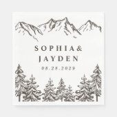 Rustic Mountain Elegant Waterverf Pine Wedding Servet (Voorkant)