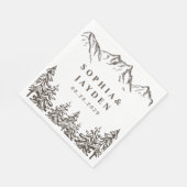 Rustic Mountain Elegant Waterverf Pine Wedding Servet (Hoek)
