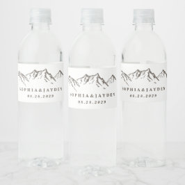 Rustic Mountain Elegant Waterverf Pine Wedding Waterfles Etiket