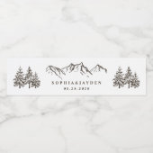 Rustic Mountain Elegant Waterverf Pine Wedding Waterfles Etiket (Enkel label)