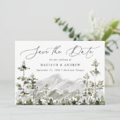Rustic Mountain Evergreen Forest Save The Date (Staand voorkant)