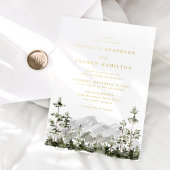 Rustic Mountain Evergreen Forest Wedding Folie Uitnodiging