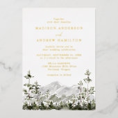 Rustic Mountain Evergreen Forest Wedding Folie Uitnodiging (Voorkant)