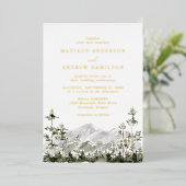 Rustic Mountain Evergreen Forest Wedding Folie Uitnodiging (Staand Voorkant)