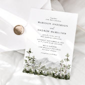 Rustic Mountain Evergreen Forest Wedding Kaart