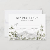 Rustic Mountain Evergreen Forest Wedding RSVP Kaartje (Voorkant)