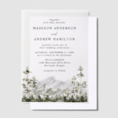 Rustic Mountain Evergreen Forest Wedding Vellum Uitnodigingen (Offset)