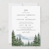 Rustic Mountain Evergreen Pine Forest Wedding Kaart (Voorkant)