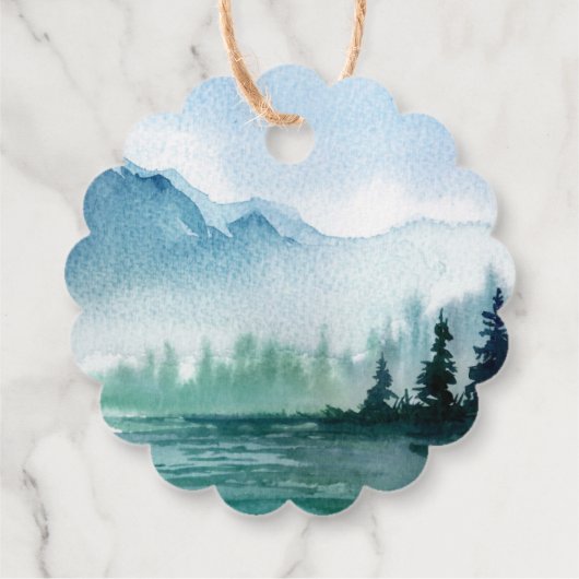 Rustic Mountain Fireflies Waterverf Wedding Bedankjes Labels (Achterkant)