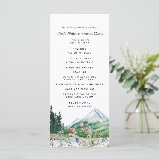 Rustic Mountain Floral | Weddenschappen-programma Programmakaart (Staand voorkant)