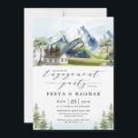 Rustic Mountain Forest Adventure Engagement Party Kaart<br><div class="desc">Dit elegante ontwerp kenmerkt het uitzicht van de idyllische bergen dat geïnspireerd is door het droomachtige Alpen-landschap. Pas de uitnodiging aan met uw details en als u de stijl en plaatsing van de tekst verder wilt herschikken,  drukt u op de knop "Klik om verder aan te passen".</div>