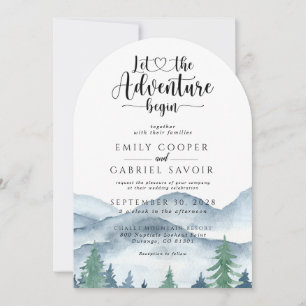 Rustic Mountain Forest Adventure Wedding Kaart