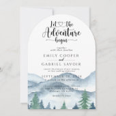Rustic Mountain Forest Adventure Wedding Kaart (Voorkant)