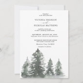 Rustic Mountain Forest Evergreen Tree Wedding Invi Kaart (Voorkant)