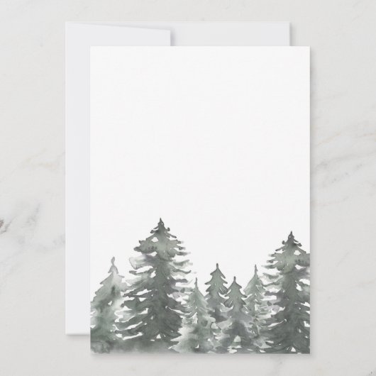 Rustic Mountain Forest Evergreen Tree Wedding Invi Kaart (Achterkant)