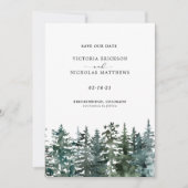 Rustic Mountain Forest Evergreen Tree Wedding Invi Kaart (Voorkant)