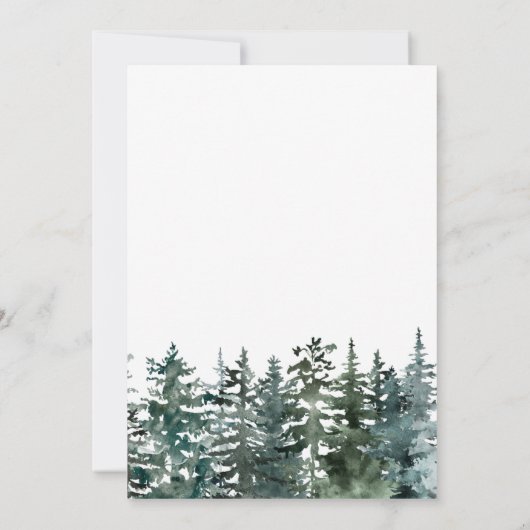Rustic Mountain Forest Evergreen Tree Wedding Invi Kaart (Achterkant)