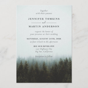 Rustic Mountain Forest huwelijksuitnodigingen Kaart