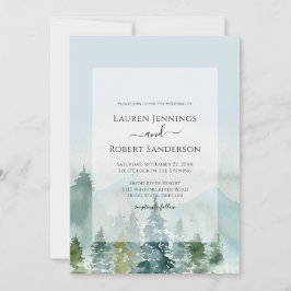 Rustic Mountain Forest Pine Tree Wedding Kaart