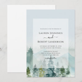 Rustic Mountain Forest Pine Tree Wedding Kaart