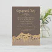 Rustic Mountain Forest Pine Trees Engagement Party Kaart (Staand voorkant)