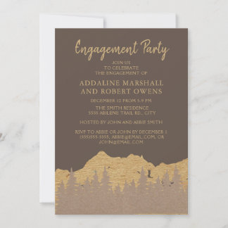 Rustic Mountain Forest Pine Trees Engagement Party Kaart