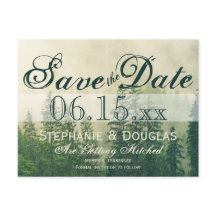 Rustic Mountain Forest Pine Trees Save the Date