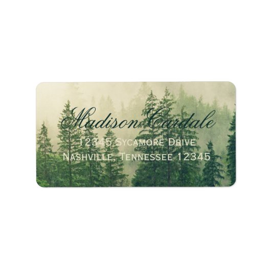 Rustic Mountain Forest Pine Trees Wedding Etiket (Voorkant)