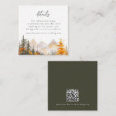 Rustic Mountain Forest QR Code Wedding Details Informatiekaartje (Voorkant / Achterkant)