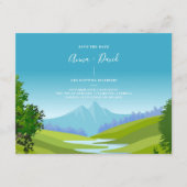 Rustic Mountain Forest Scenery Save the Date Kaart (Voorkant)