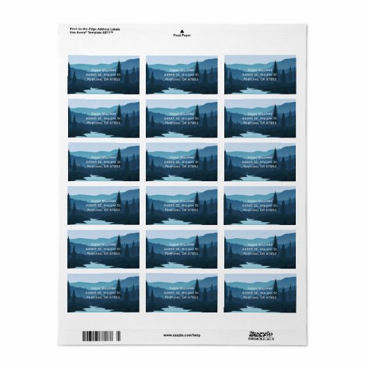 Rustic Mountain Forest Stream met pijnbomen Etiket (Full Sheet)