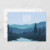 Rustic Mountain Forest Stream met pijnbomen Uitnodiging Briefkaart (Voorkant / Achterkant)