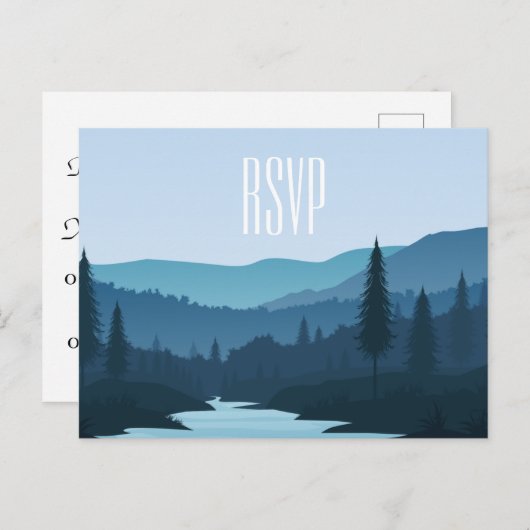 Rustic Mountain Forest Stream met pijnbomen Uitnodiging Briefkaart (Voorkant / Achterkant)