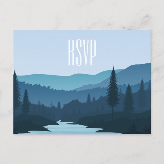 Rustic Mountain Forest Stream met pijnbomen Uitnodiging Briefkaart (Voorkant)