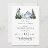 Rustic Mountain Forest Tree Budget QR Code Wedding Kaart (Voorkant)