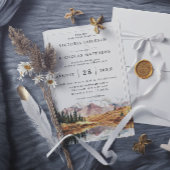 Rustic Mountain Forest Tree Budget QR Code Wedding Kaart