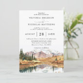 Rustic Mountain Forest Tree Budget QR Code Wedding Kaart (Staand voorkant)