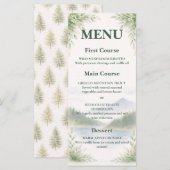 Rustic Mountain Forest Watercolor Wedding Menu (Voorkant / Achterkant)