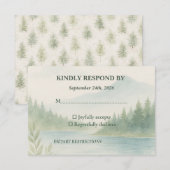 Rustic Mountain Forest Watercolor Wedding RSVP Kaartje (Voorkant / Achterkant)